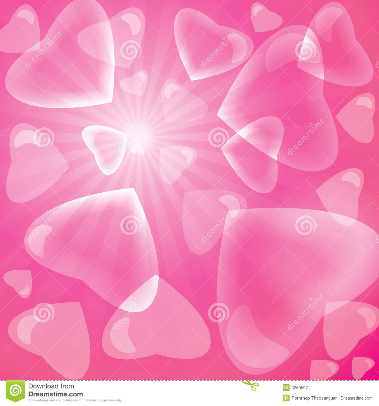 Background Pink Hearts Bubble He