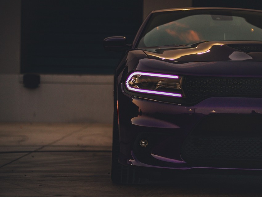 Dodge Charger Headlight Car Purple Light Background Toppng