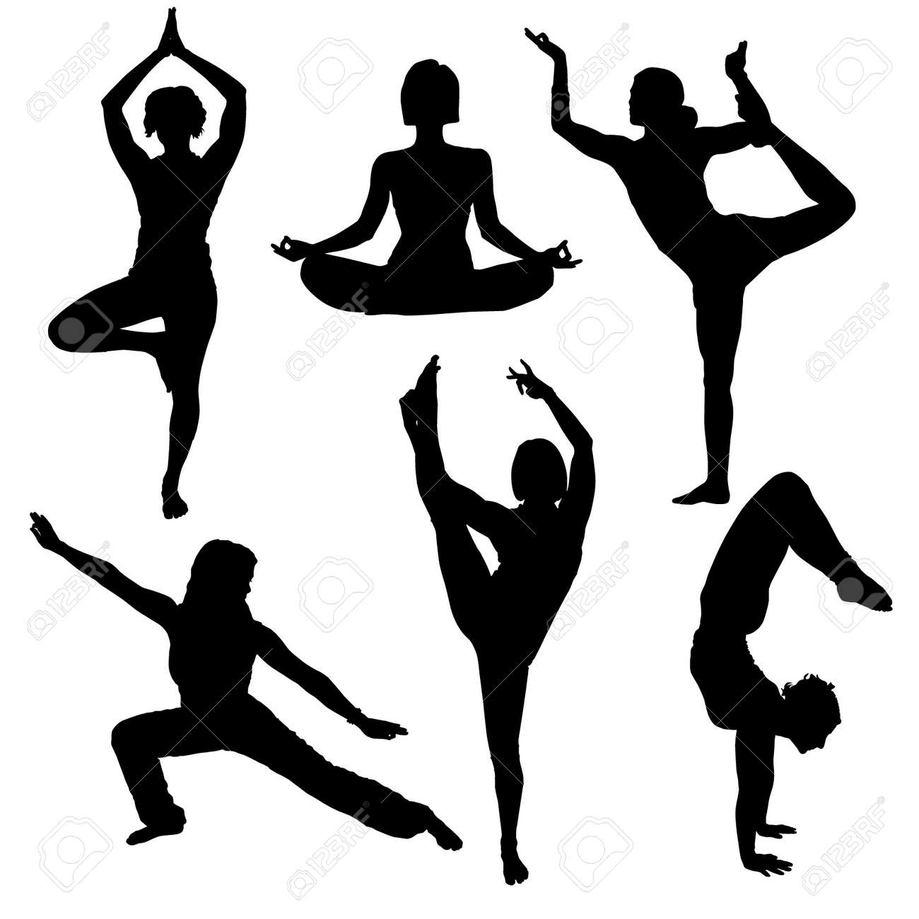 Yoga Silhouette On White Background Royalty Free Cliparts Vectors