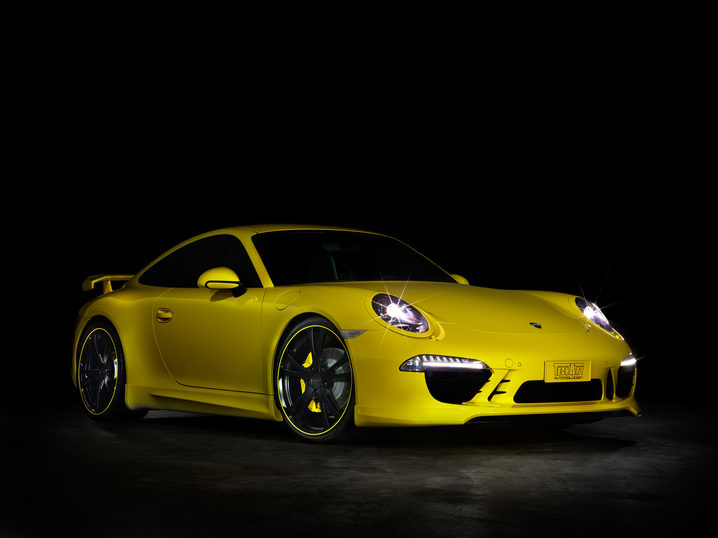 Yellow Porsche By Techart Wallpaper