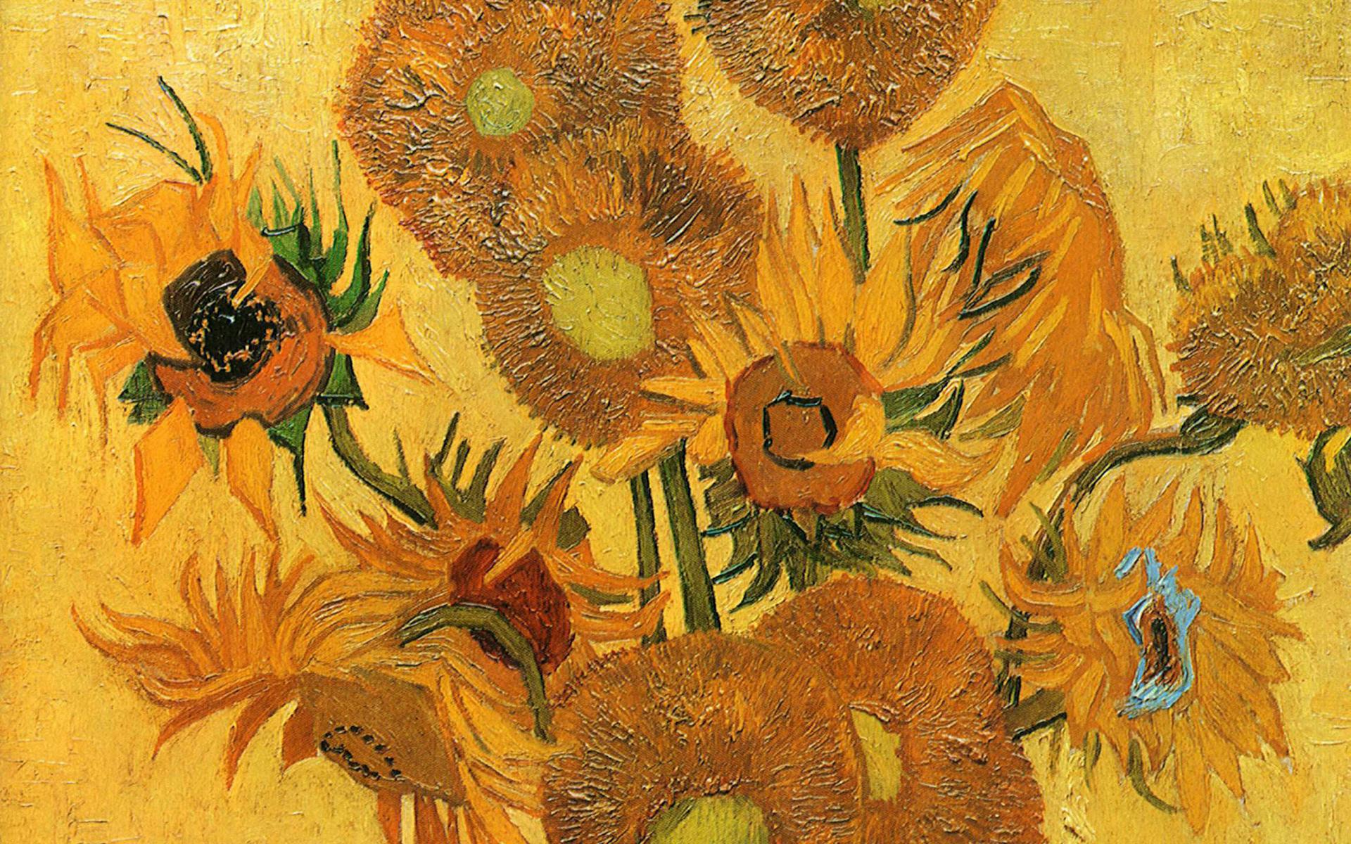 Vincent Van Gogh Life Vase With Fifteen Sunflowers Wallpaper And