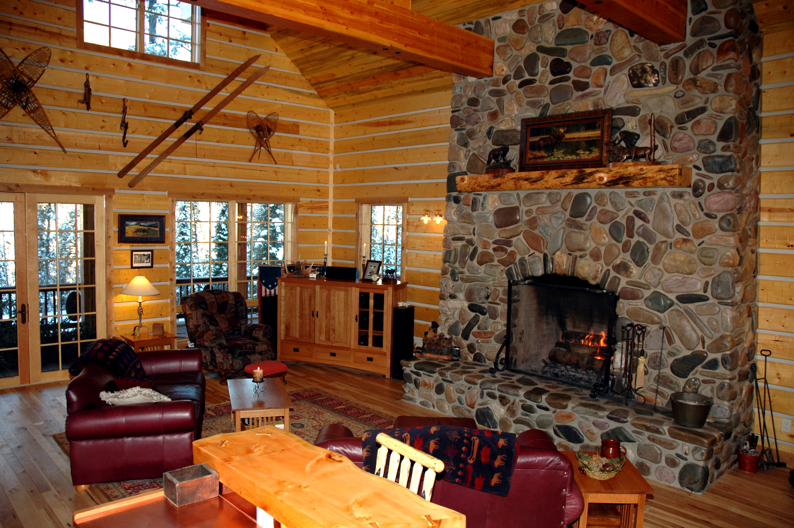 Log Cabin Fireplace Background Idaho Homes For Sale Moose