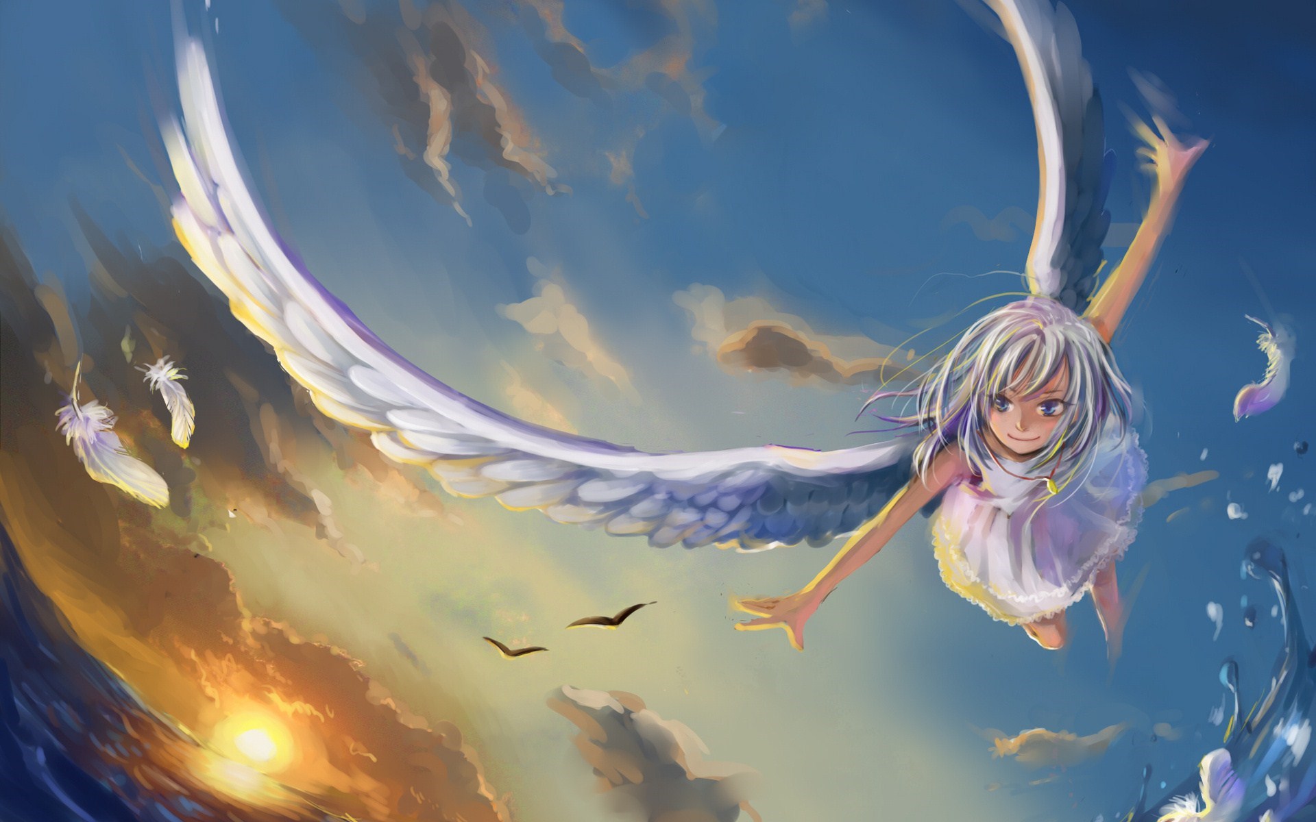 Angel Anime Girl Wings Flight