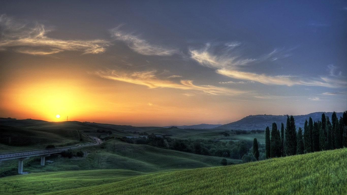 Tuscan Sunset Wallpaper Stock Photos