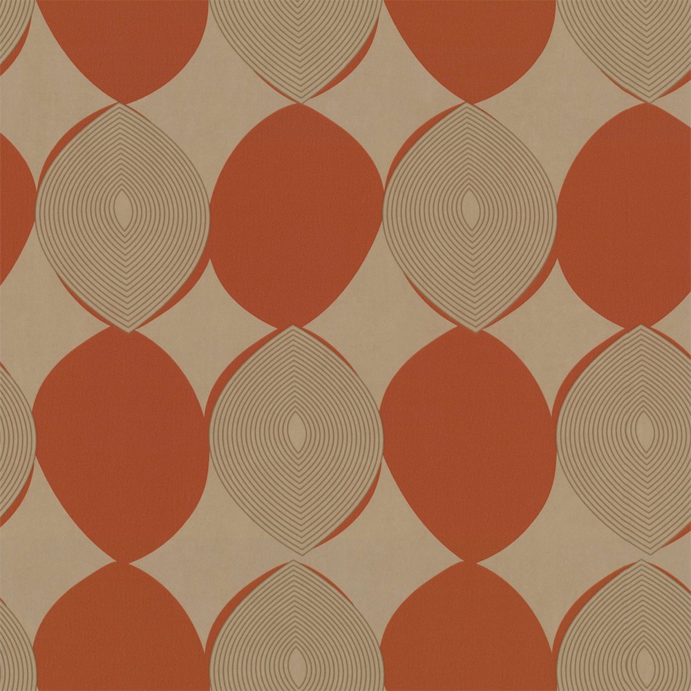 Retro Geometric Wallpaper Caselio Cecil Orange