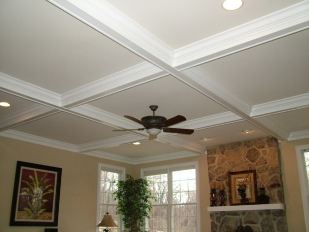 Anaglypta Ceiling Coffered Contrast Molding Wall Shade