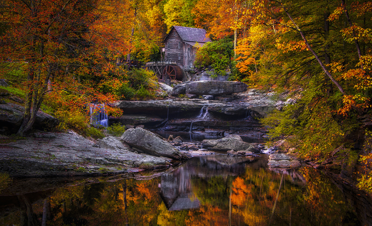 Desktop Wallpaper Usa Watermill Glade Creek Grist Mill West