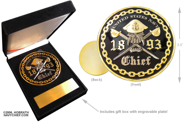 Navy Chief Skull Crossed Cutlasses Medallion Gift Box