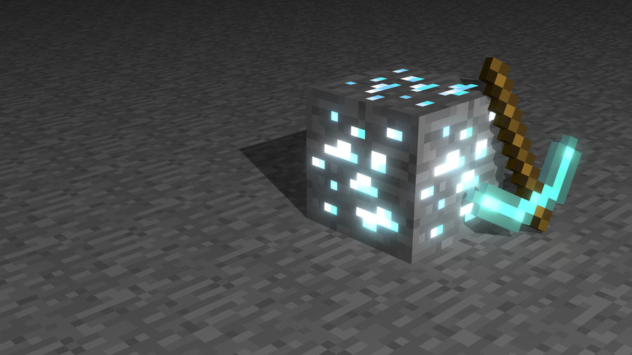 Minecraft Wallpaper 3d Glowing Diamonds Scmowns