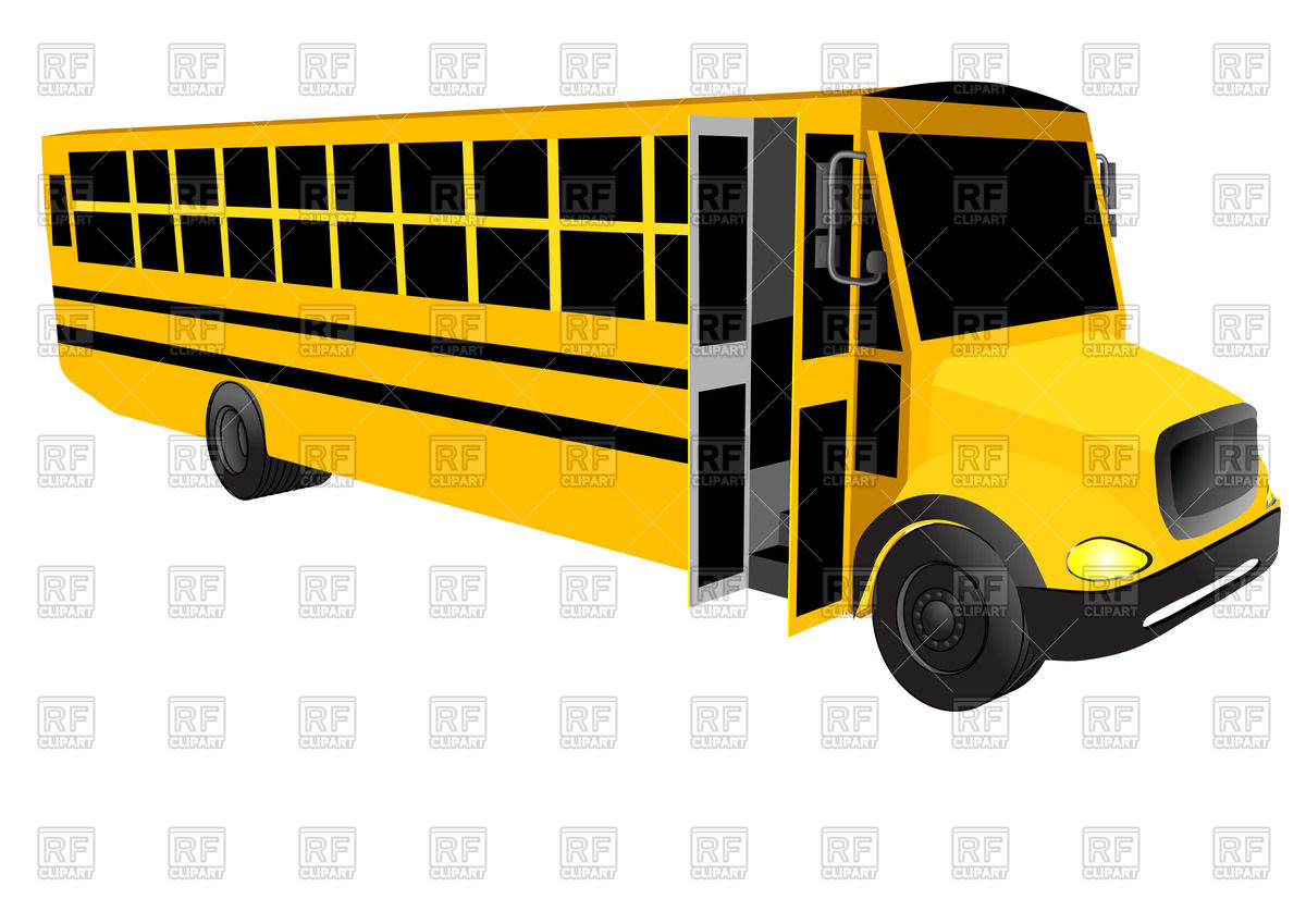 School Bus With Open Door Isolated On A White Background