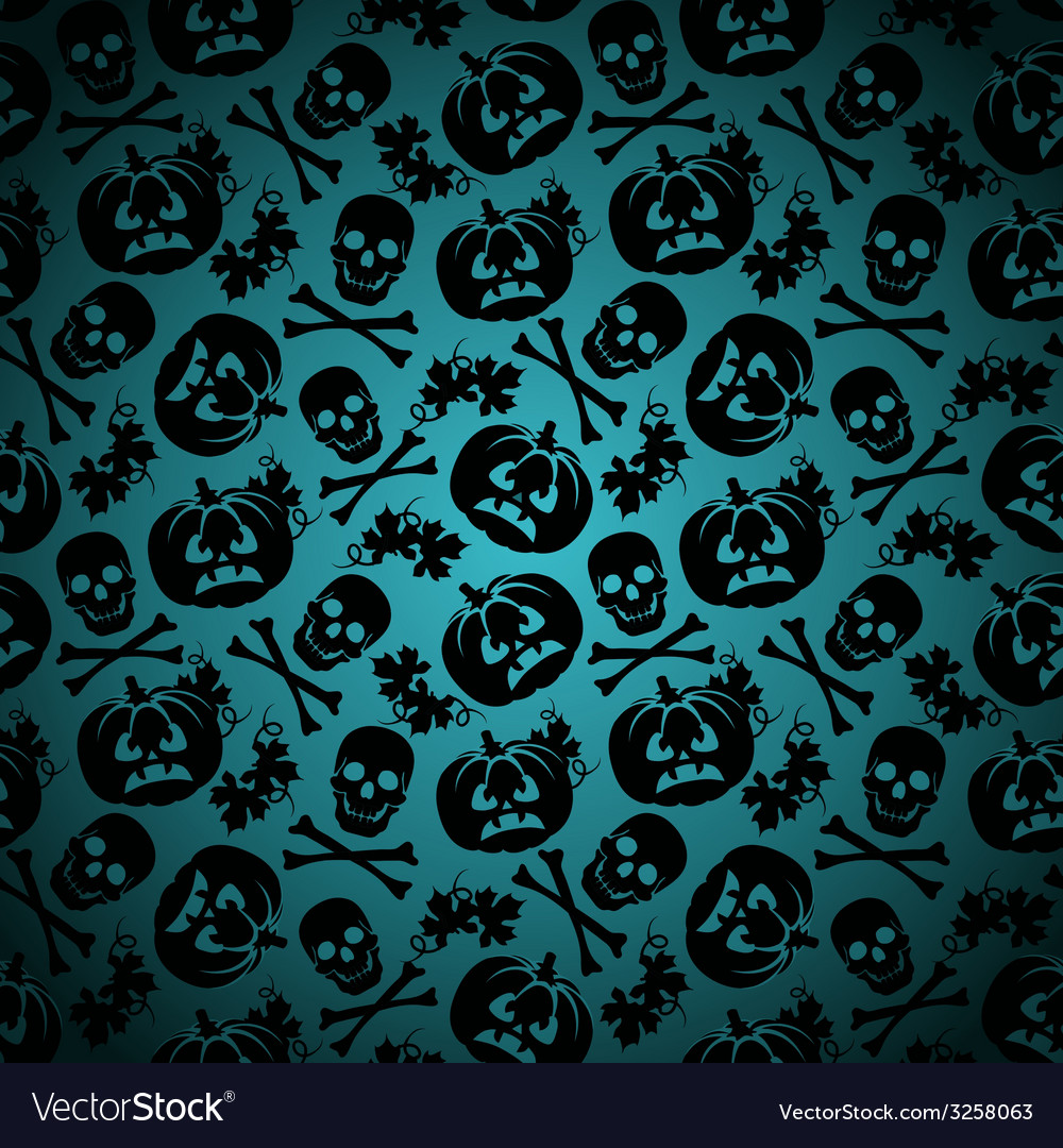 Halloween Background With Pumpkin And Skeleton Vector Image