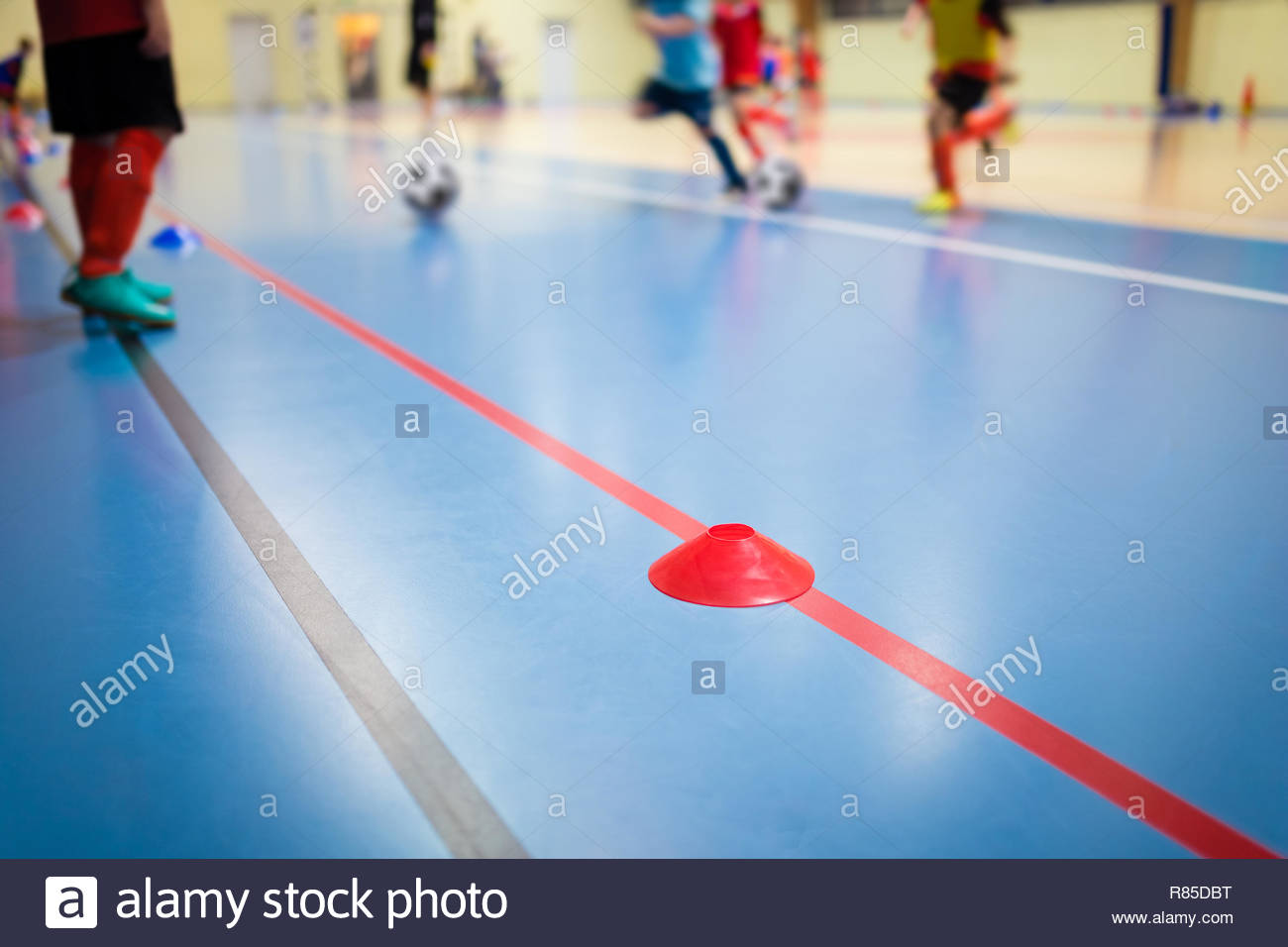 Group Of Kids Training Indoor Soccer Futsal Children Physical
