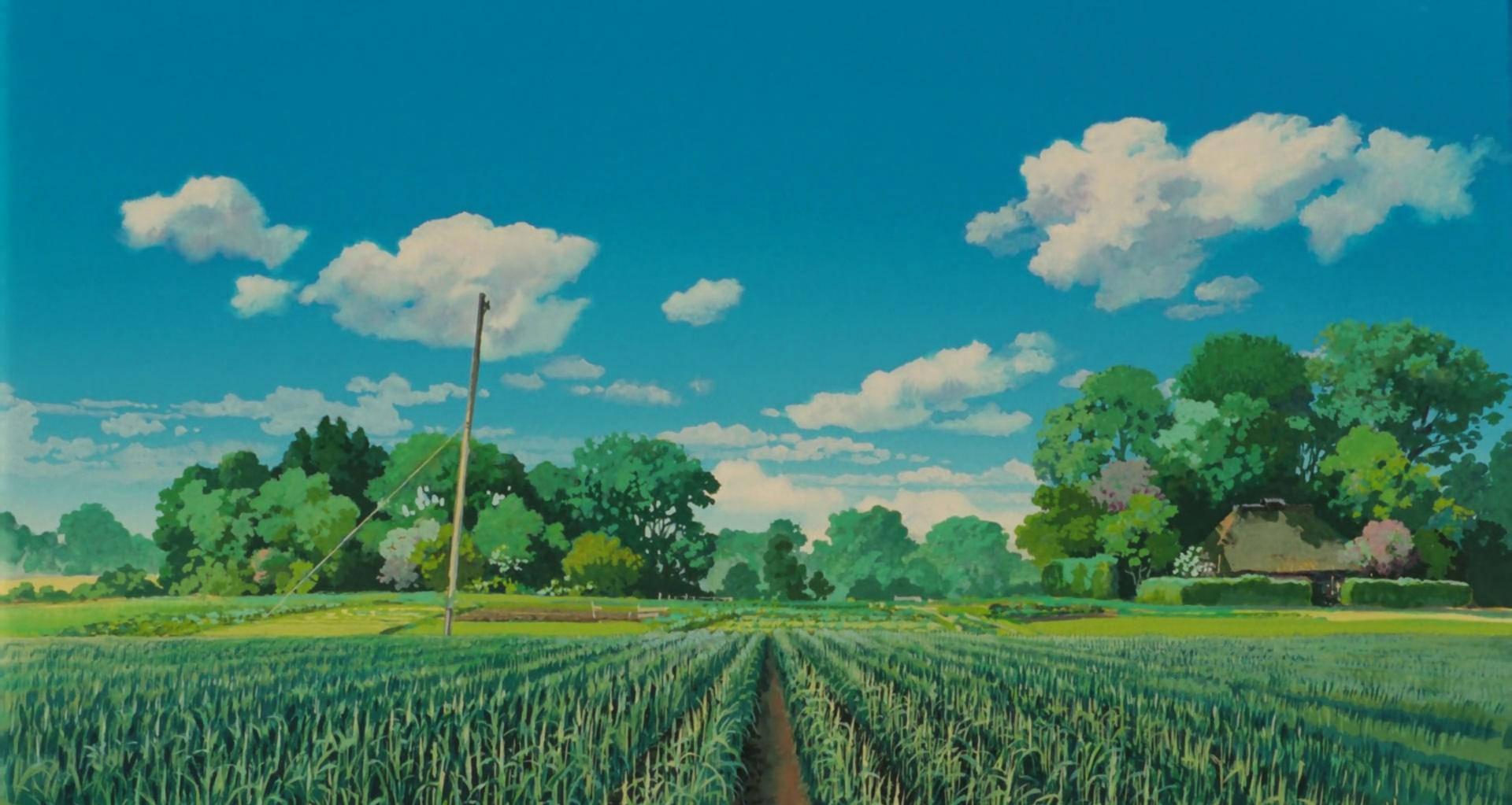 Studio Ghibli Scenery Farm Field Wallpaper