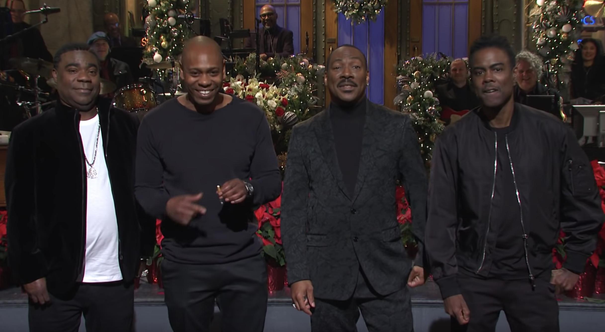 Snl Eddie Murphy Brings Out Chris Rock Dave Chappelle Tracy Morgan