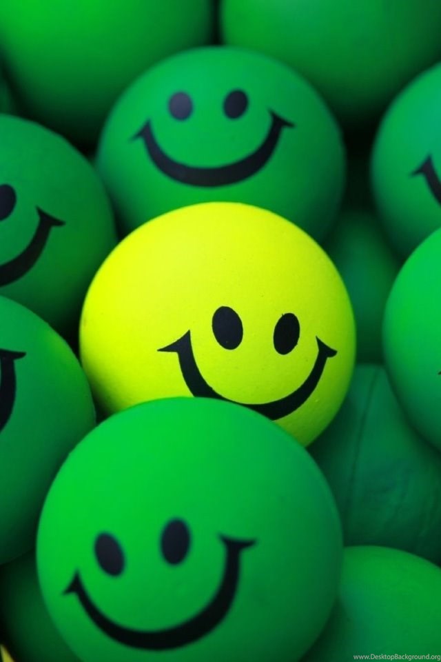 Smiley Green Balls Wallpaper For iPhone Desktop Background