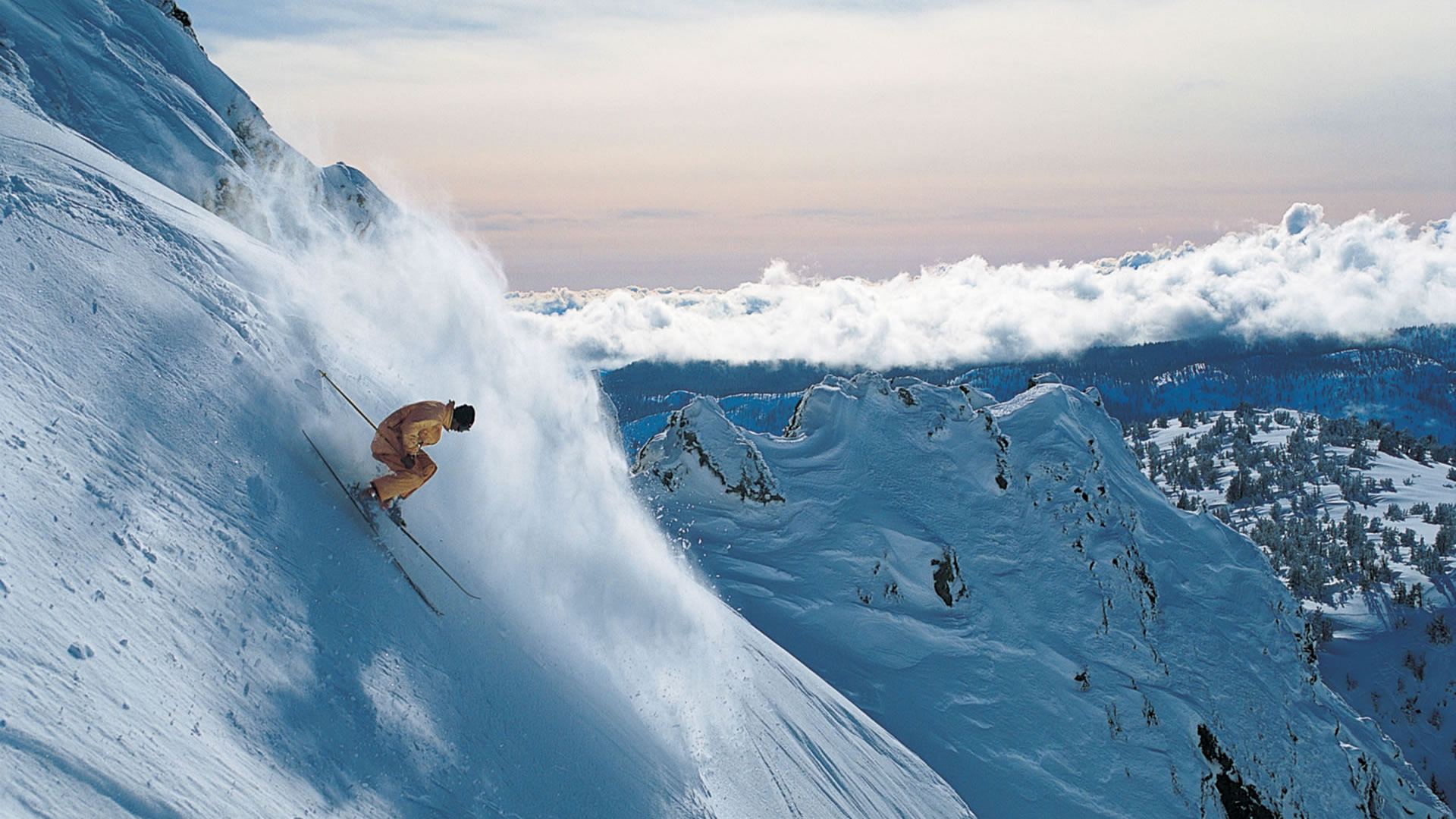 Mountain Skiing Powder Your Way HD Wallpaper Sport