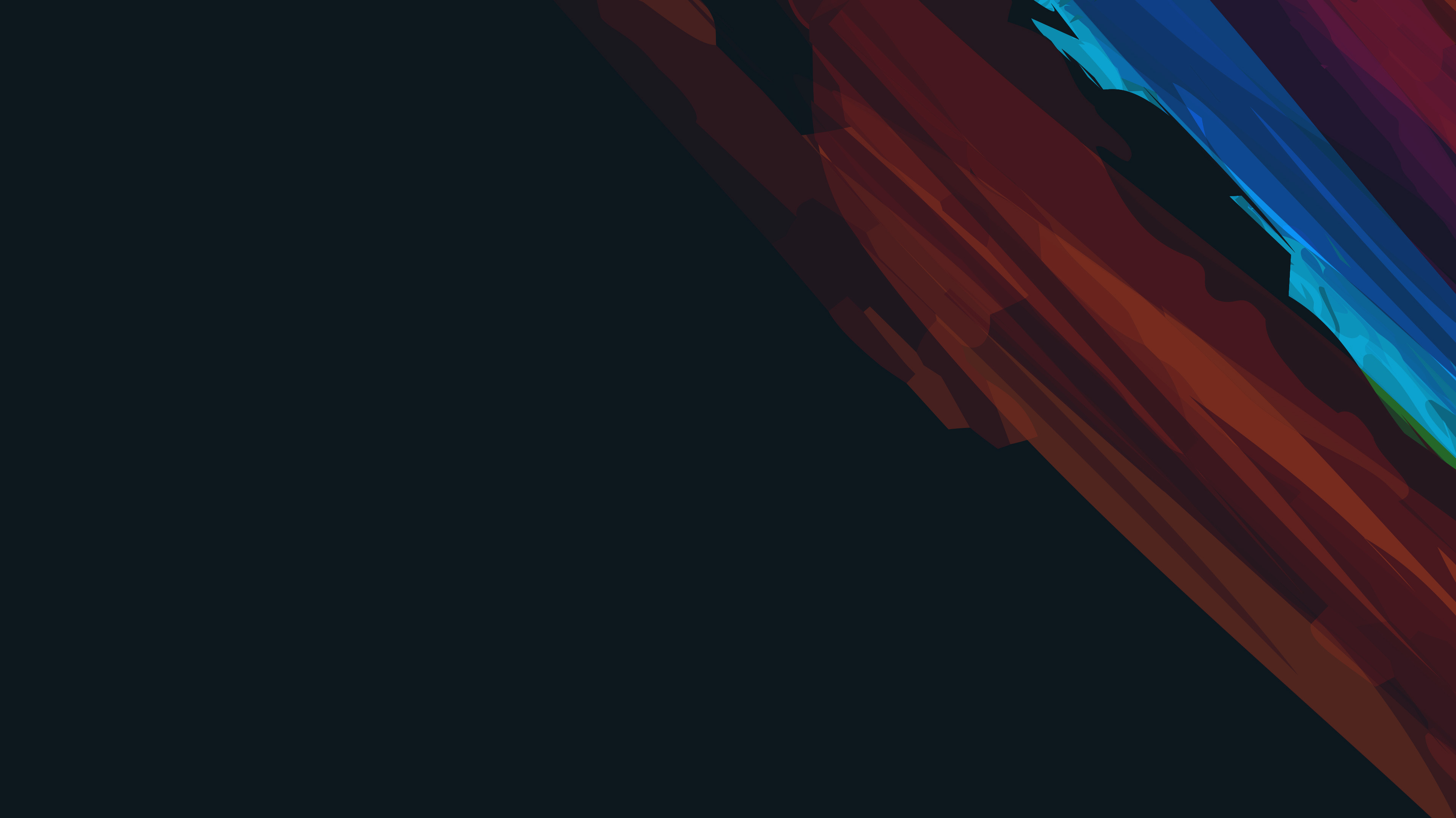 Abstract minimalist 4k wallpaper with diagonal brushstrokes of dark red, blue, and purple on a black background
