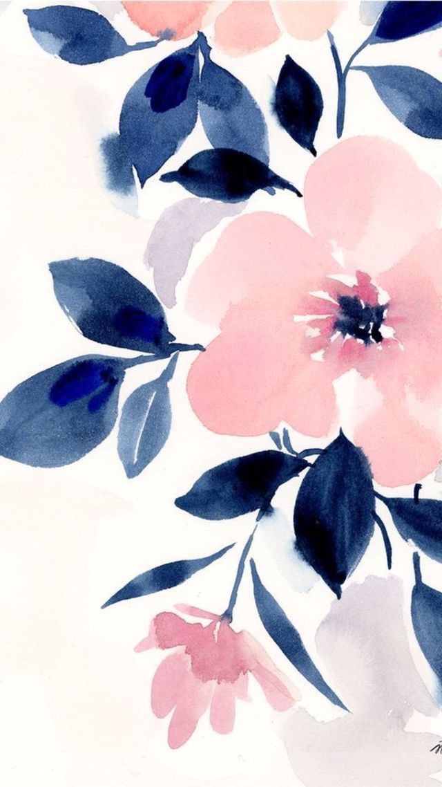 Pink And Navy Blue Girly Floral iPhone Background Wallpaper