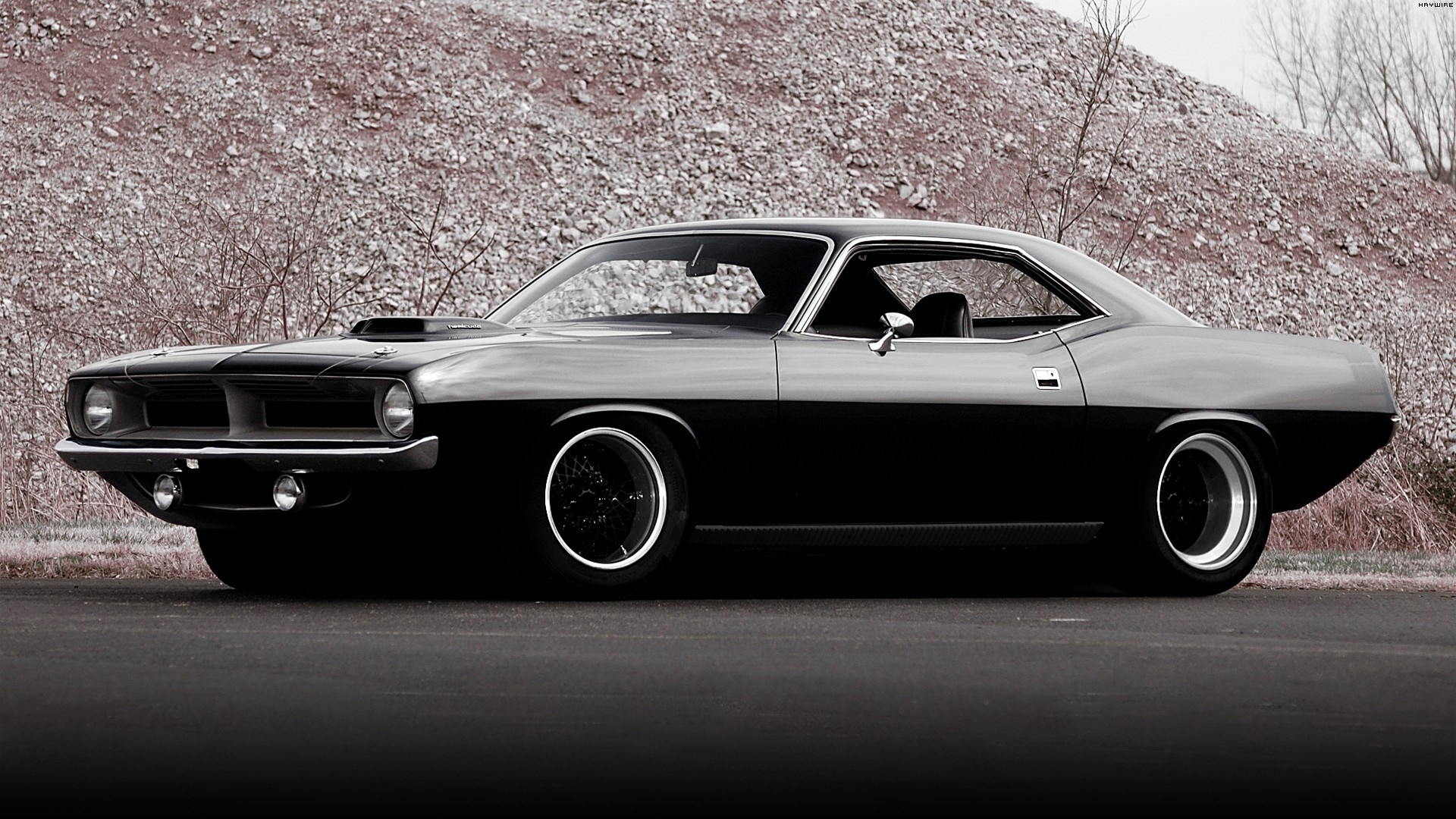 Muscle Hot Rod Retro Classic Black Wheels Stance Wallpaper Background