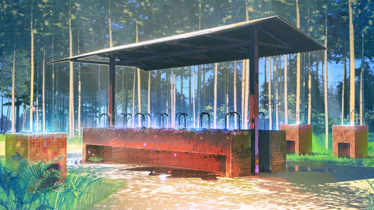 Double Sided Washstand In Camp Anime Scenery