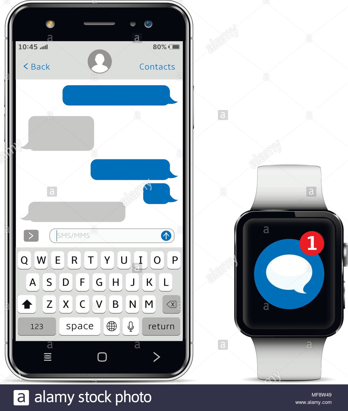 Chatting And Messaging Concept Smartphone Smart Watch With