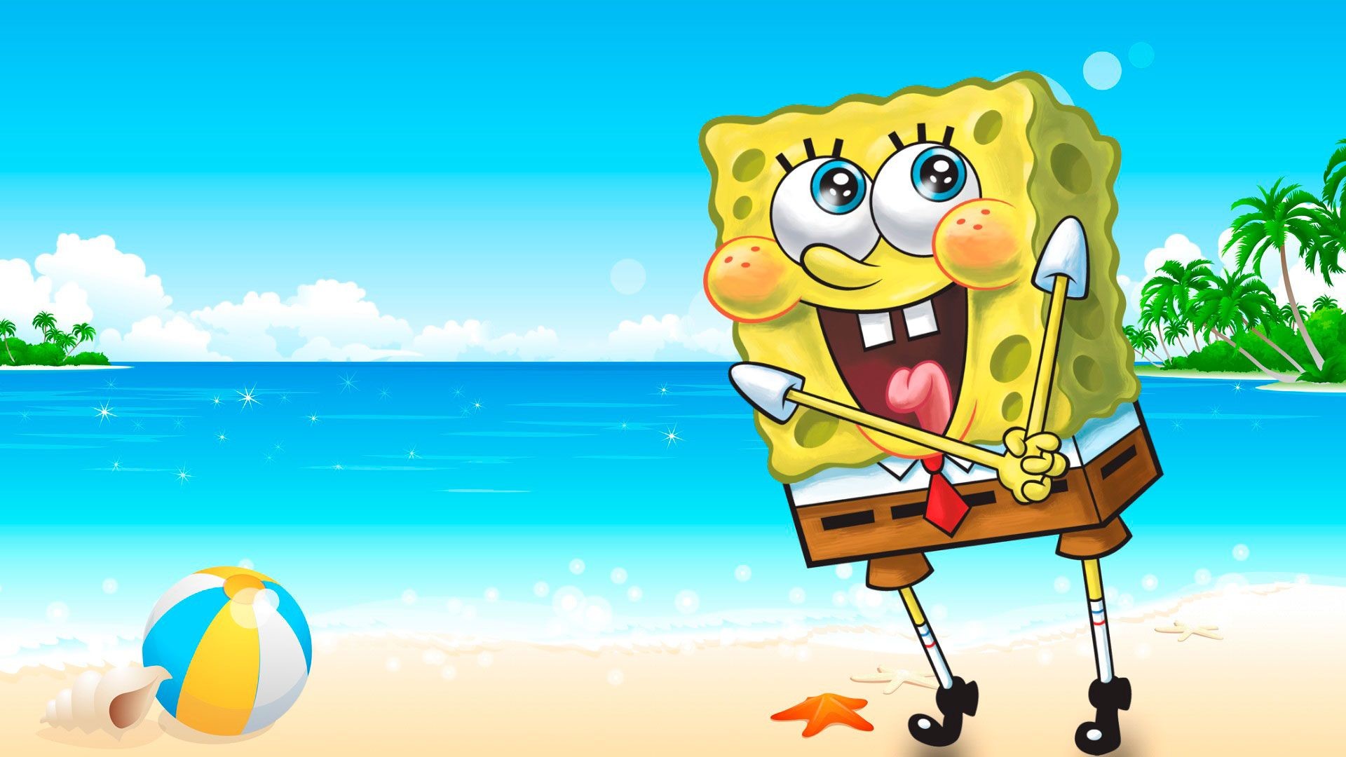 Spongebob Squarepants at the beach