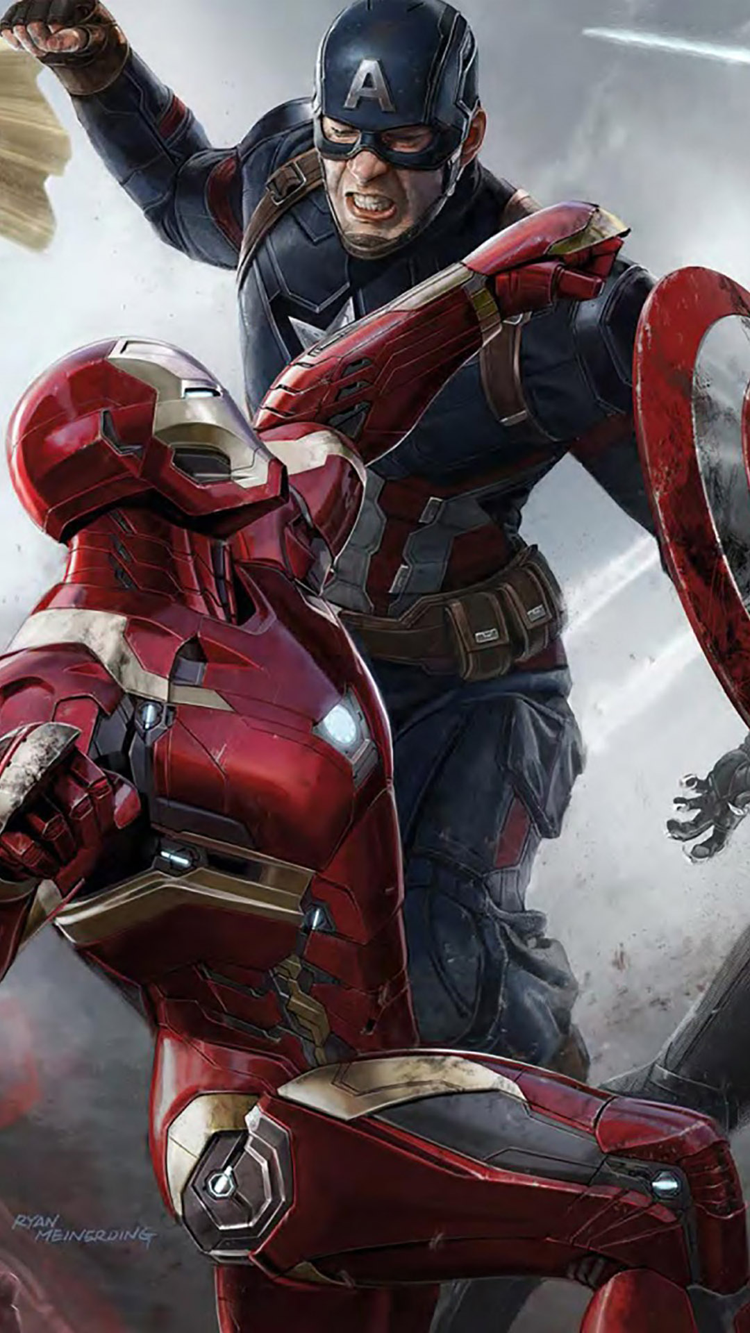 Captain America Civil War Fight Iron Man Concept Art Wallpaper