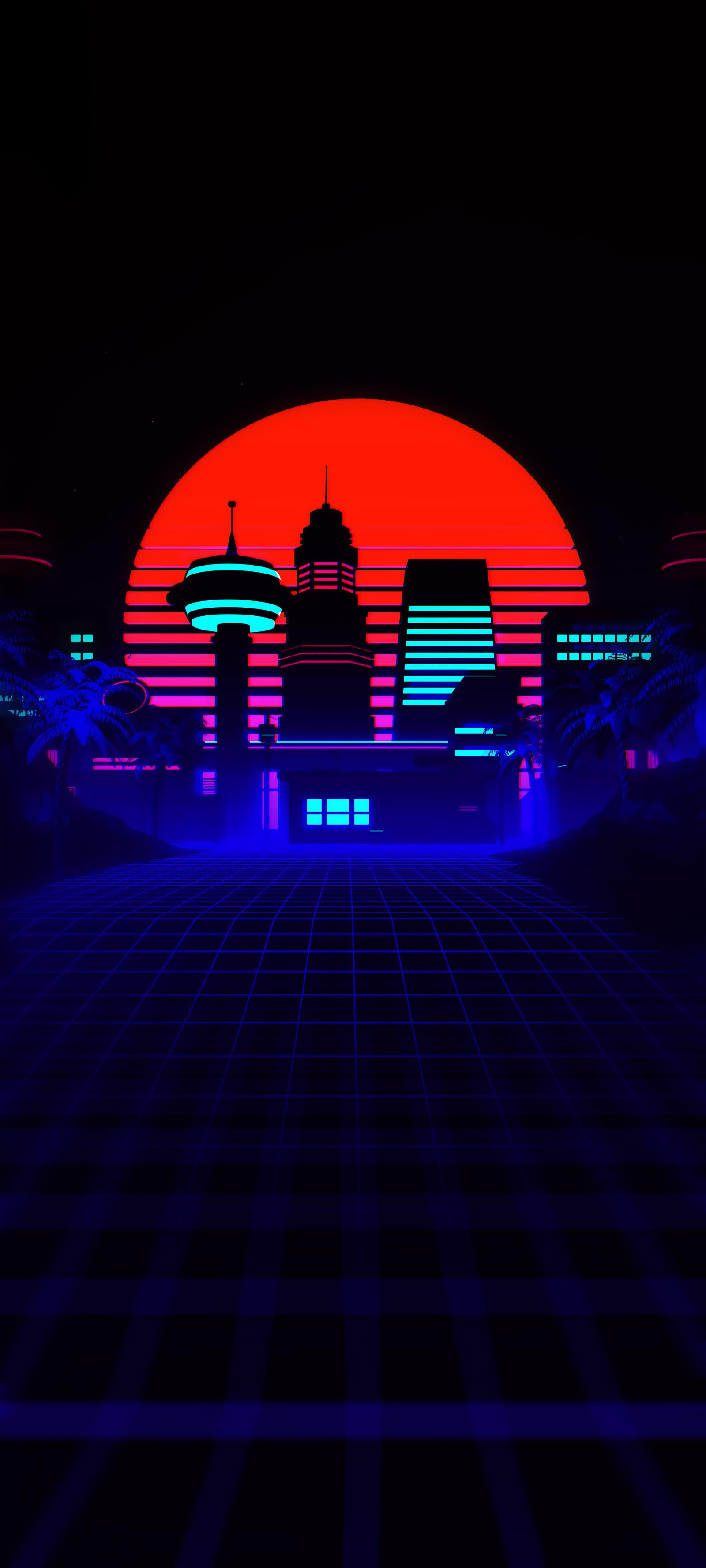 Black Wallpaper For iPhone In 4k Retro Futuristic Synthwave 80s Vibe