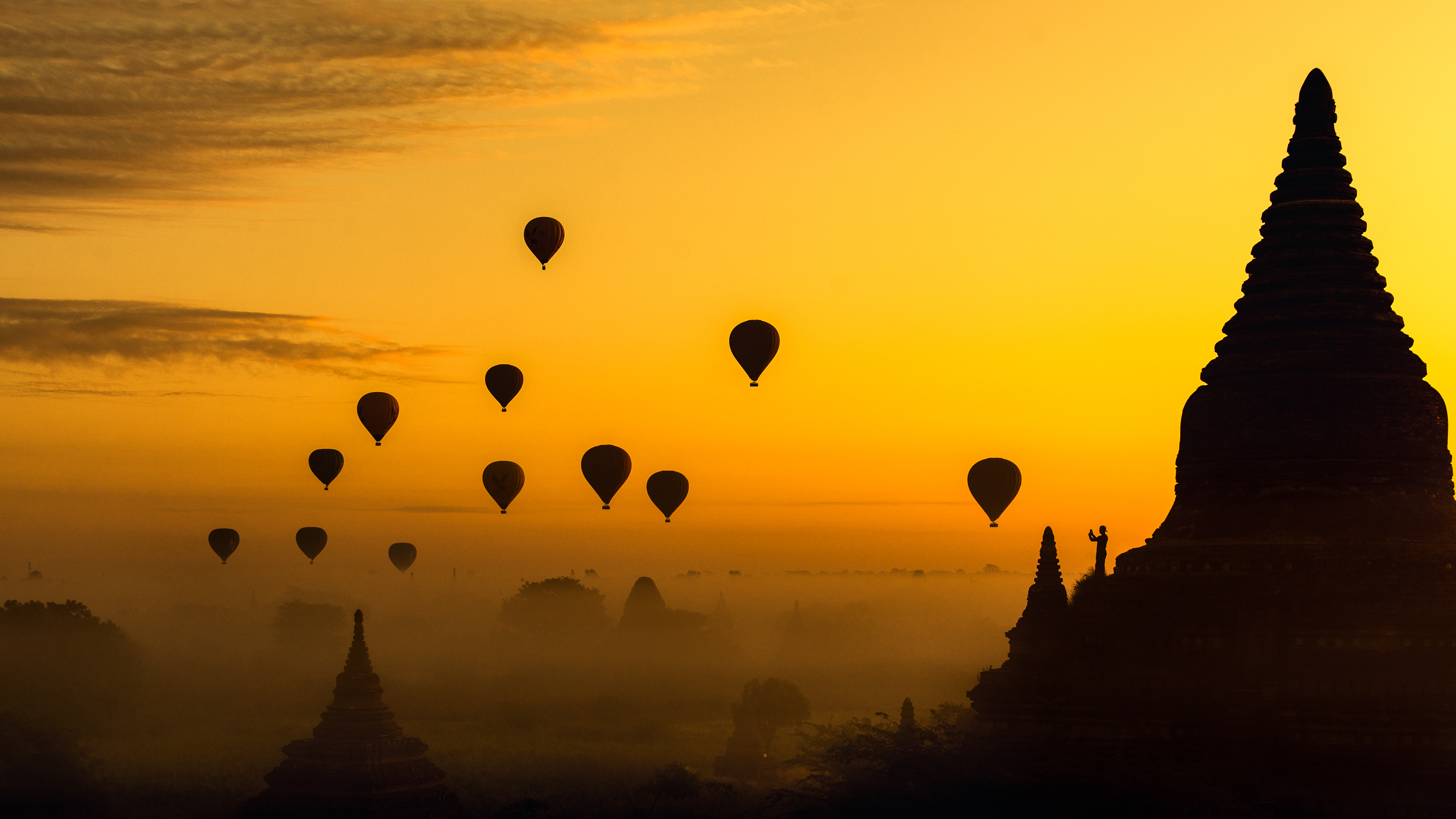 Myanmar Burma Temple Silhouette 4k Wallpaper HD City