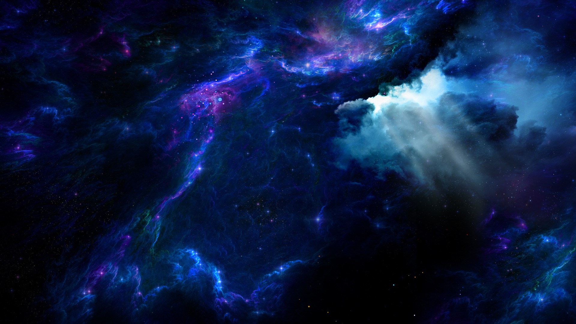 Wallpaper Very Beautiful Dark Blue Space Nebula