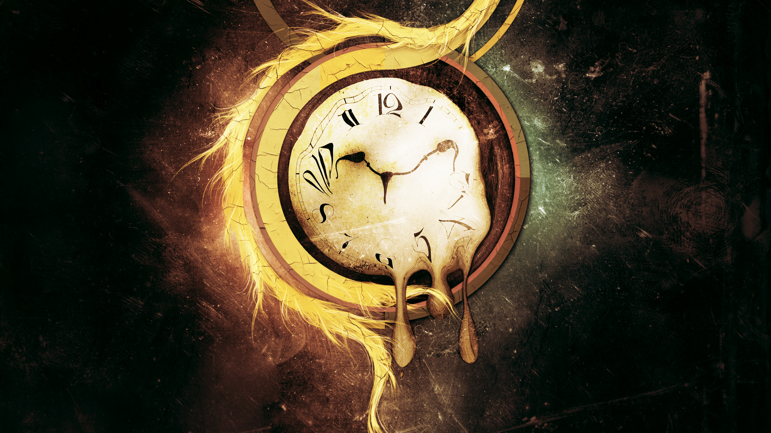 Abstract Artistic Clocks Surrealism Surreal Psychedelic Time Wallpaper