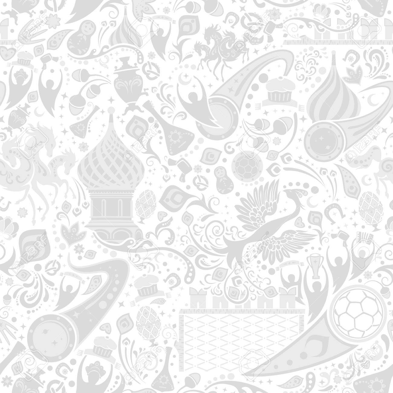 Russian Grey Seamless Pattern World Of Russia Background With