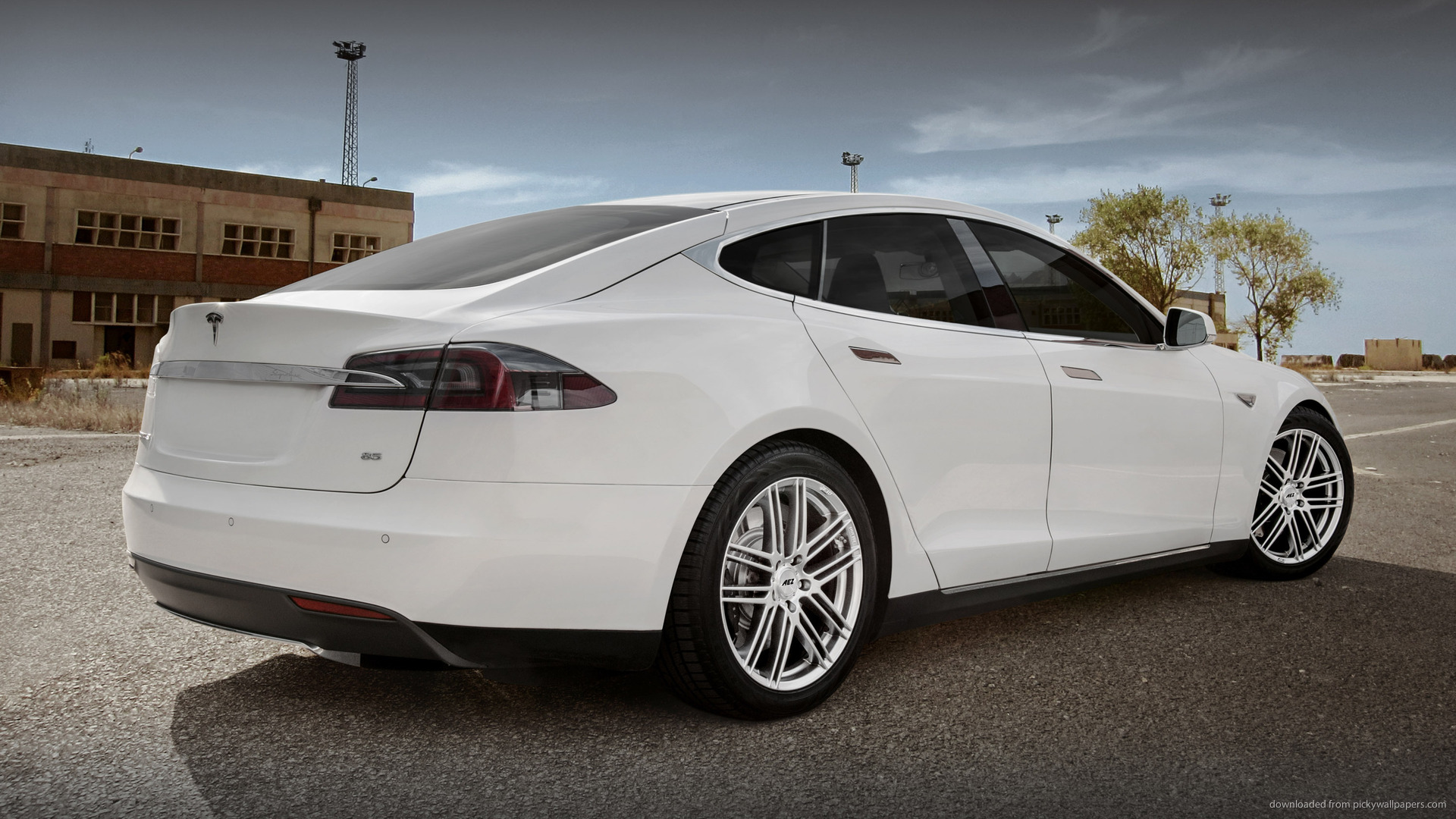 White Tesla Model S Wallpaper HD Background X