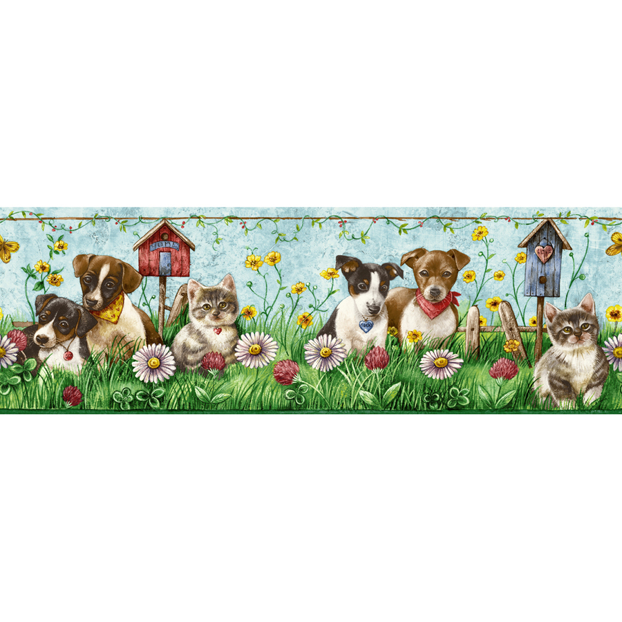 Shop allen roth 5 Dogs And Cats Prepasted Wallpaper Border at Lowes 900x900