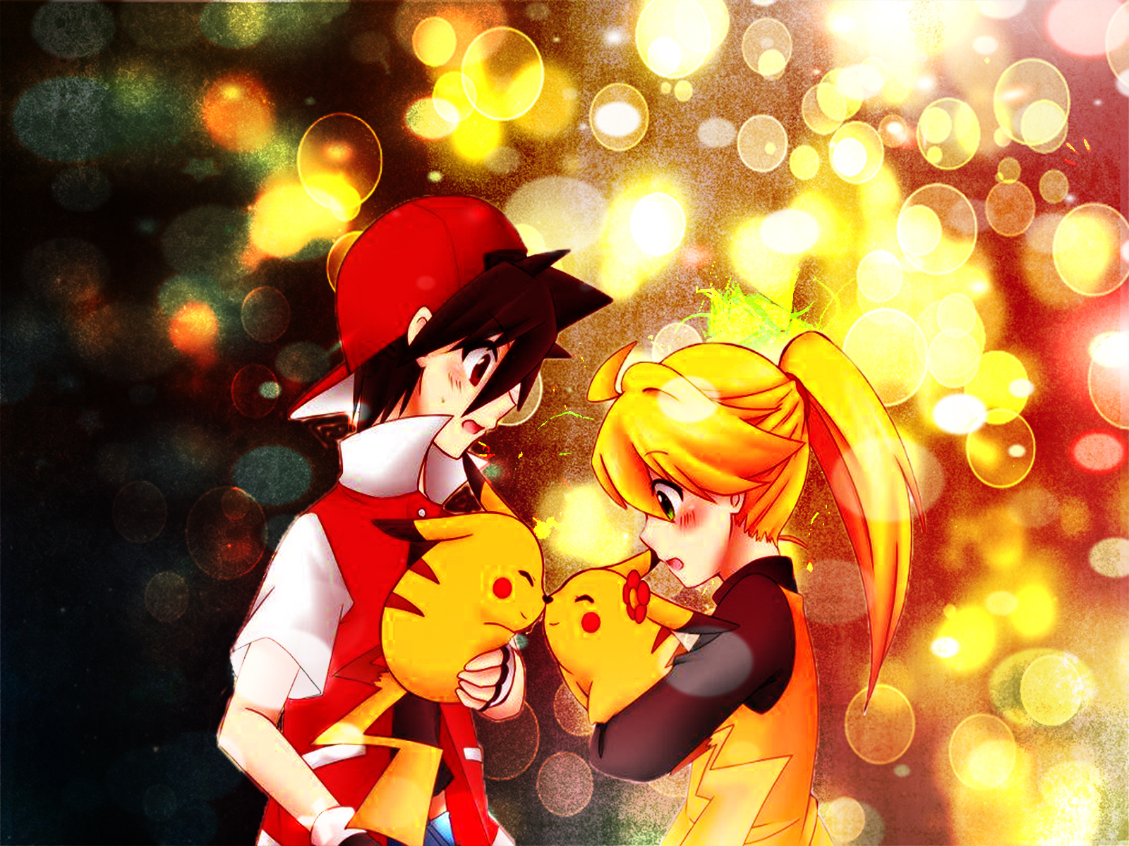 Cute Pokemon Couple Wallpaper   Red and Yellow by acidlullaby08 on
