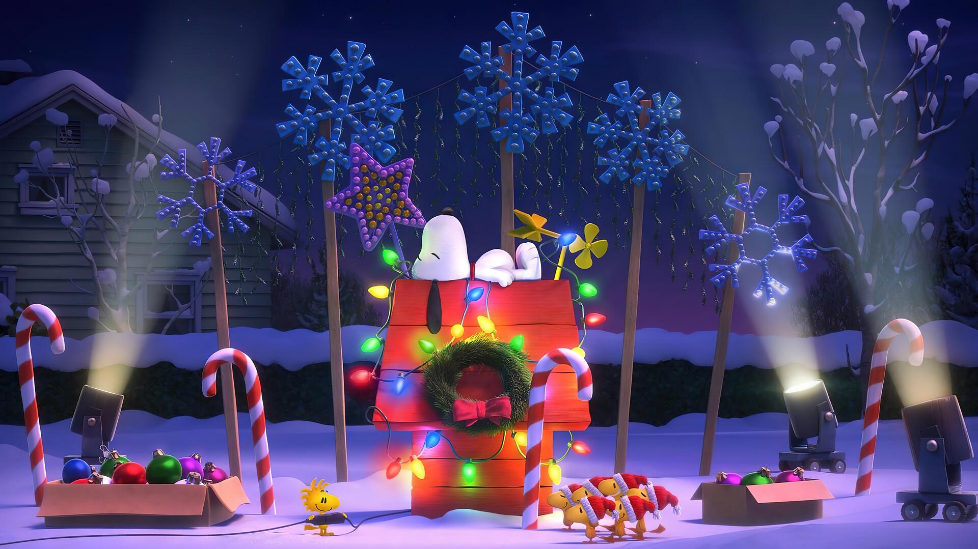 Christmas Lights Decoration Snoopy 4K Wallpaper iPhone HD Phone 5900h