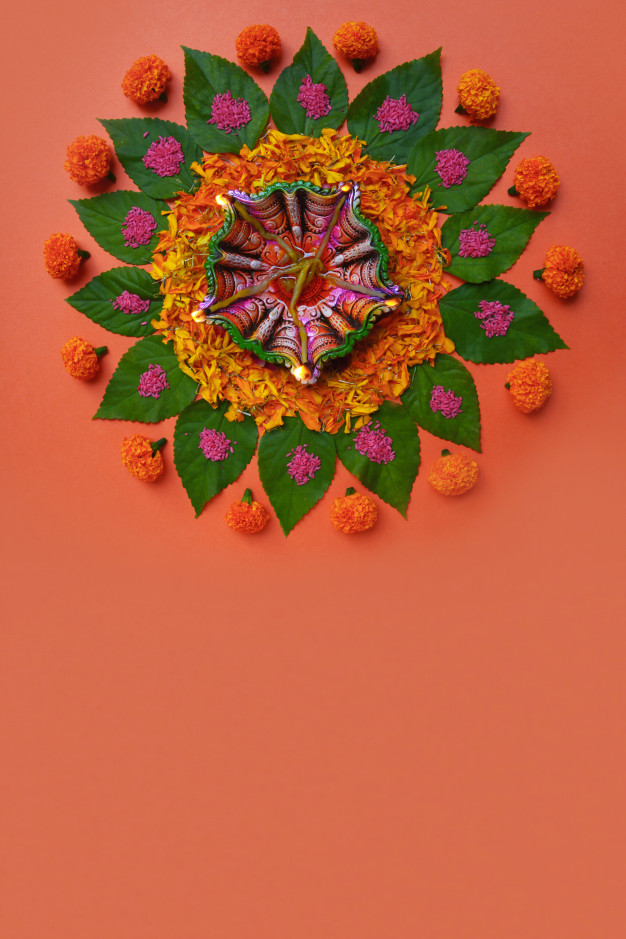 Colorful Diwali Rangoli Background Photo Premium