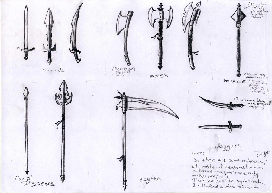 Medieval Melee Weapons Reference sheet UPDATED by Strider3750 on