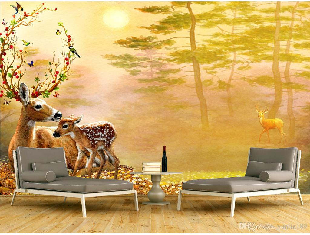 Custom 3d Wallpaper The Best Mother And Child Gold Deer