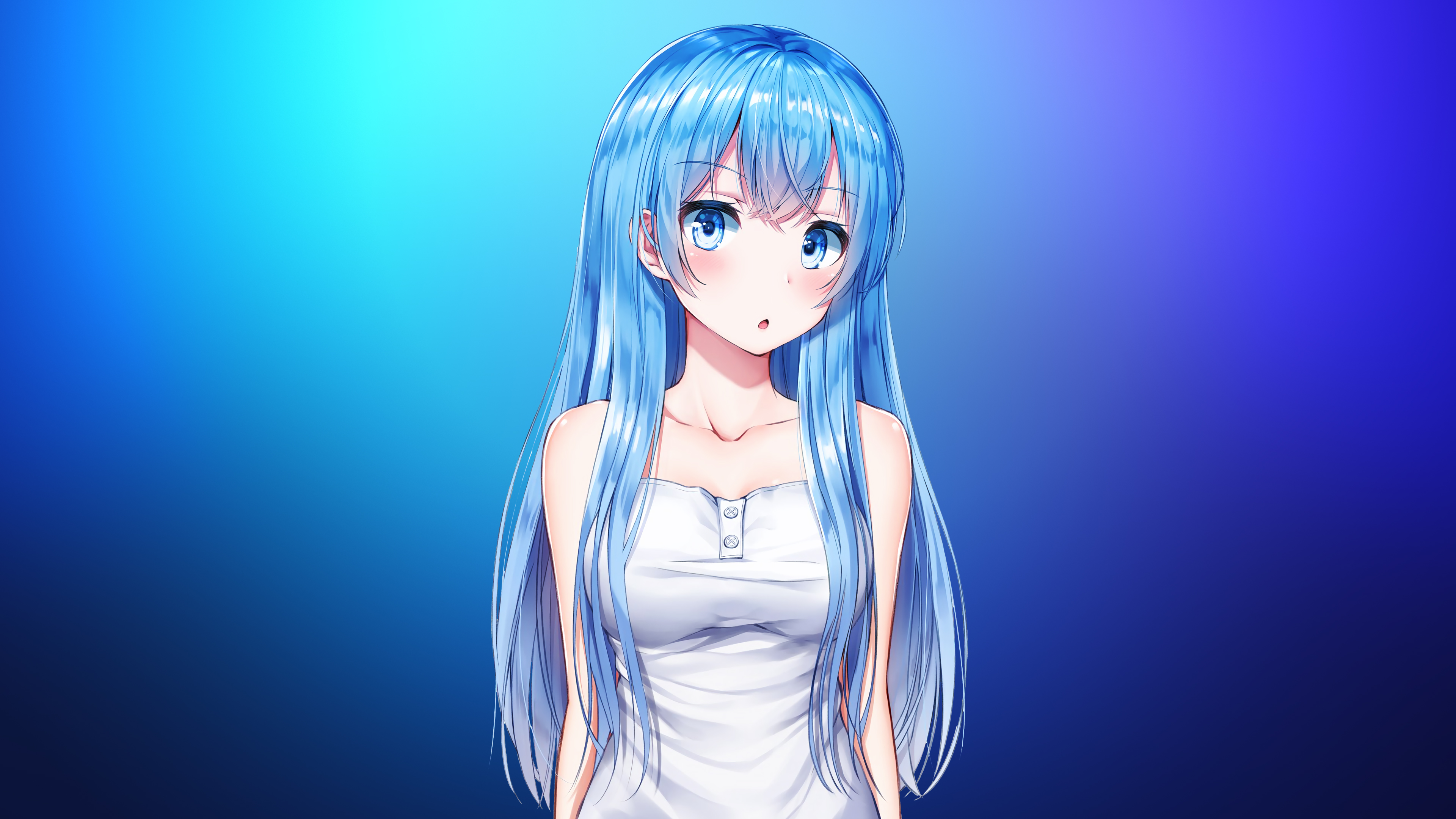 Anime Girl Aqua Blue 4k Wallpaper HD Image Photos