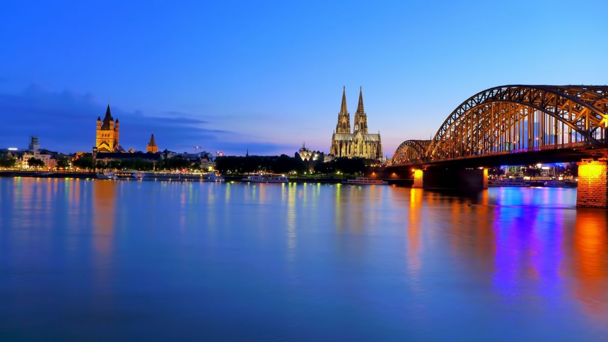 Cityscapes Shore Bridges Cologne Wallpaper