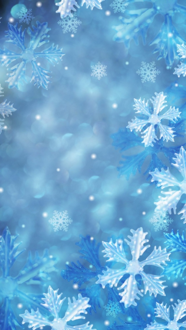 Wallpaper Blue Snowflakes HD iPhone Christmas