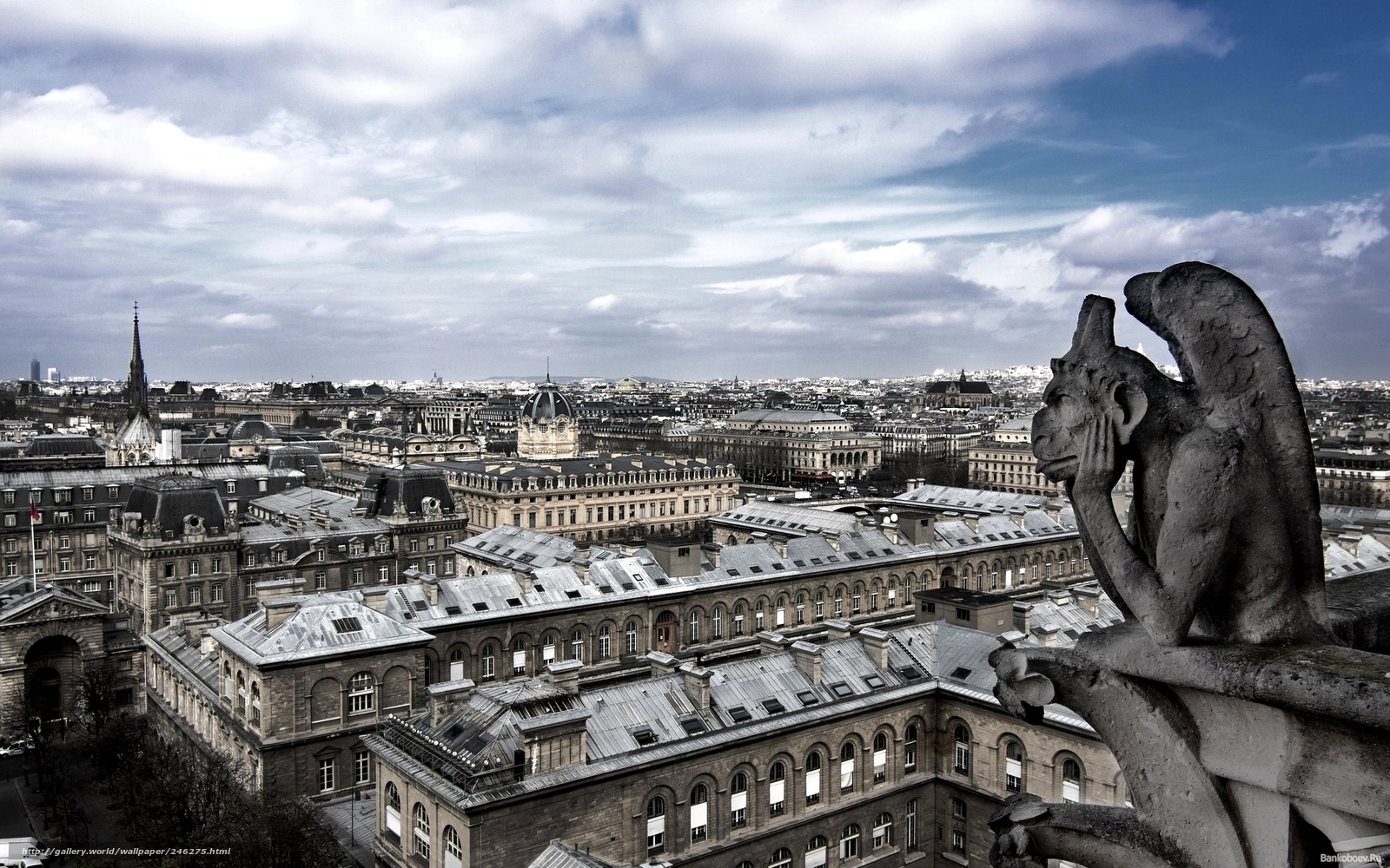 Wallpaper Gargoyle Paris City Height Desktop
