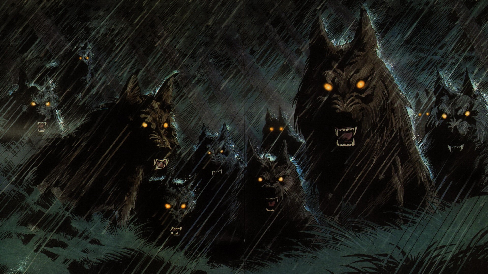 Fantasy Predator Horror Creepy Spooky Storm Rain Halloween Wallpaper