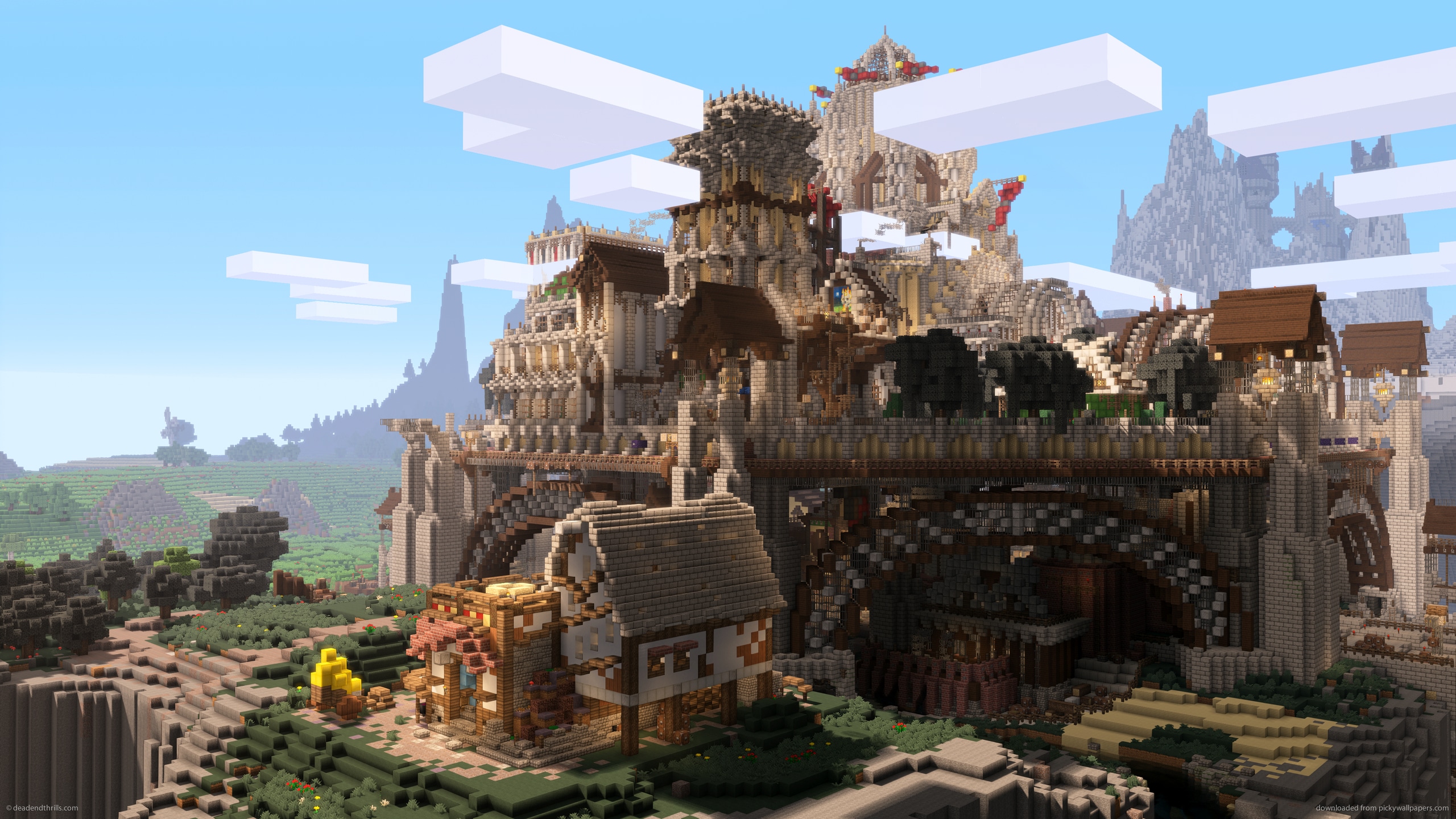Minecraft City Castle Background Wallpaper