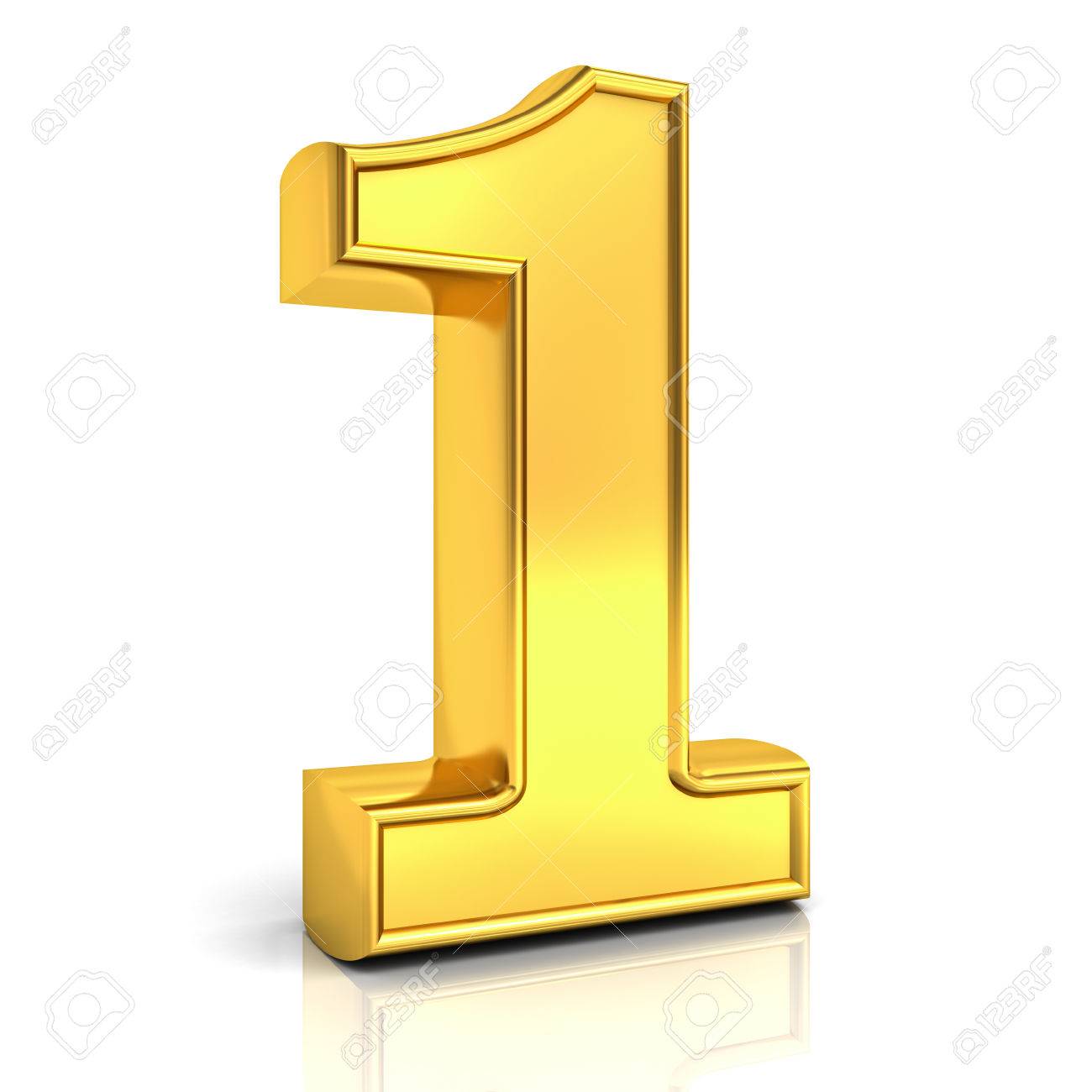 3D Gold Number One 1 Isolated Over White Background With 1300x1300