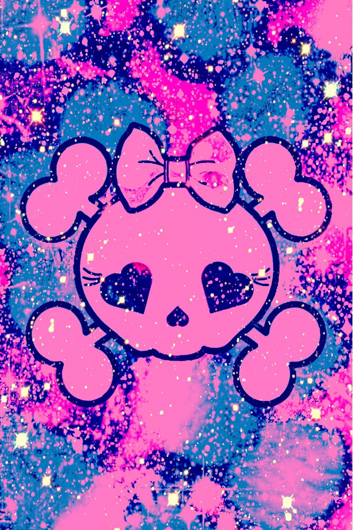 Glitter Sparkle Galaxy Skullwallpaper Pink Punk Grunge