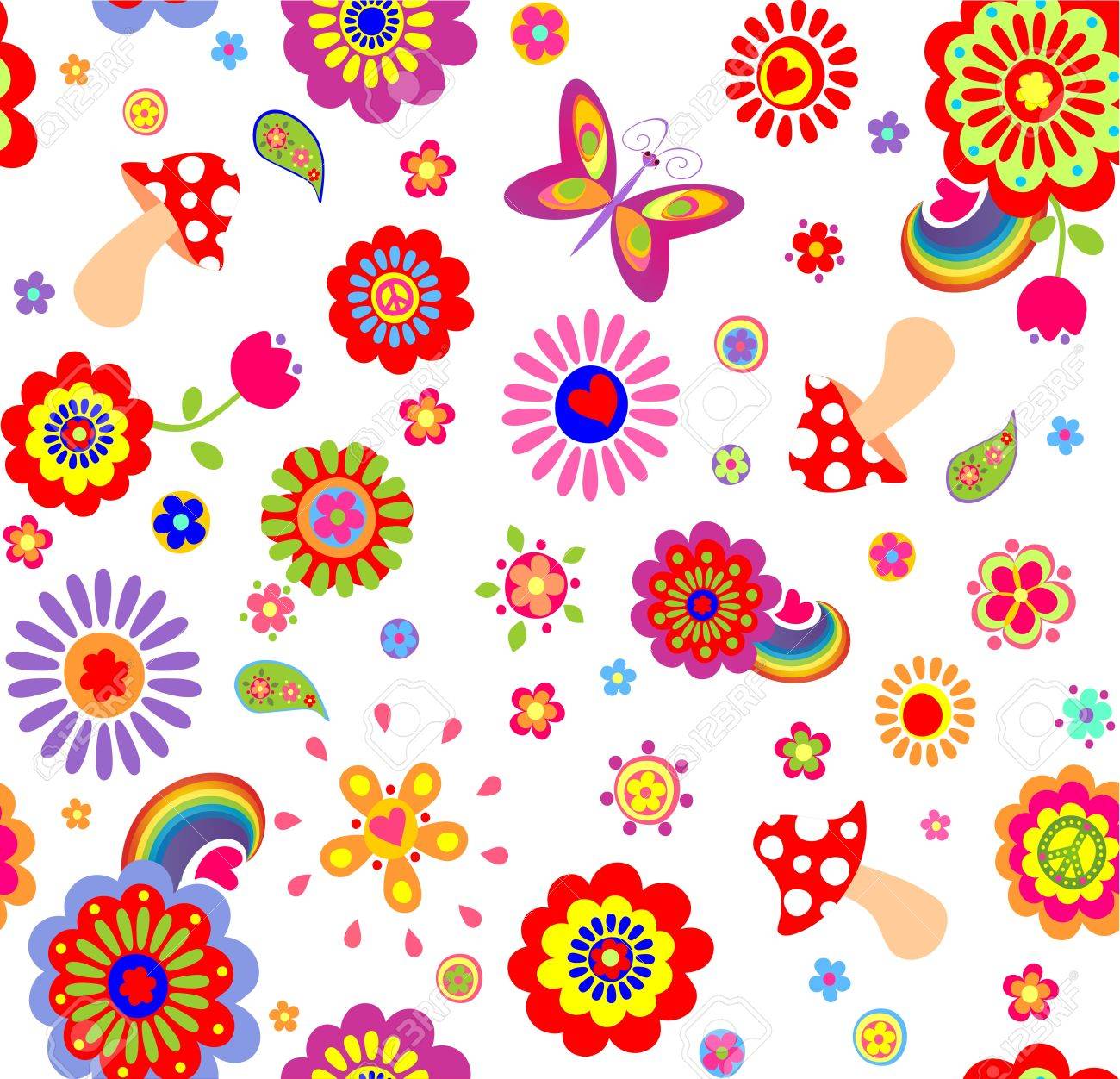 Childish Funny Wallpaper With Hippie Symbolic Royalty