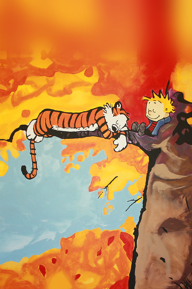 Calvin And Hobbes Nap In Tree iPhone 4s Wallpaper