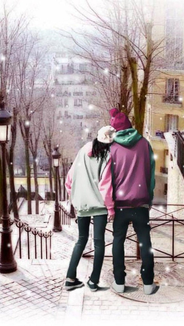 Couples In Winter Wallpaper   Free iPhone Wallpapers